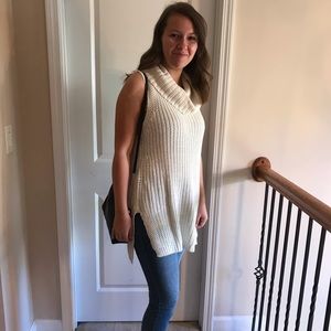 Cream Cowl neck tunic sweater